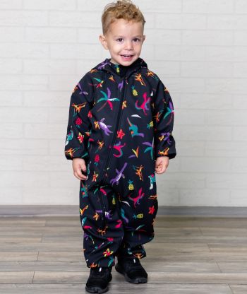Waterproof Softshell Overall Comfy Dino Sketch Jumpsuit
