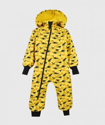 Waterproof Softshell Overall Comfy Camouflage Dino Yellow Jumpsuit