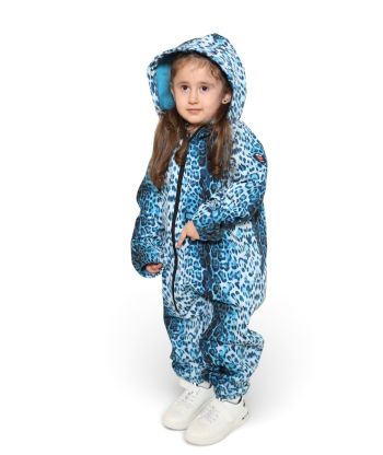 Waterproof Softshell Overall Comfy Blue Animal Print Jumpsuit
