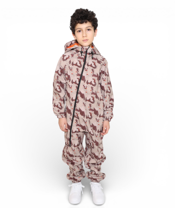 Waterproof Softshell Overall Comfy Brown and Orange Jumpsuit