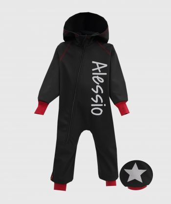 Waterproof Softshell Overall Black/Red Jumpsuit