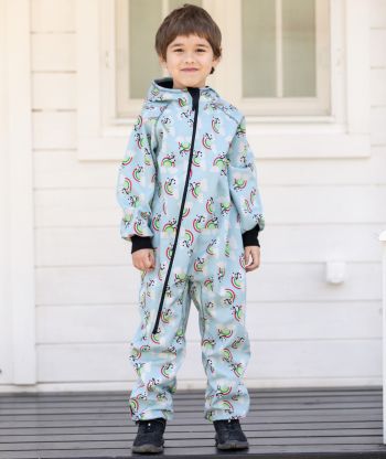 Waterproof Softshell Overall Comfy Panda And Rainbows Jumpsuit