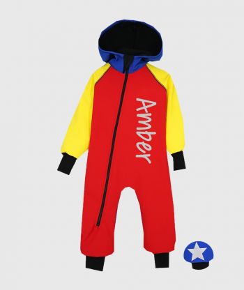 Waterproof Softshell Overall Comfy Red/Yellow/Blue Jumpsuit