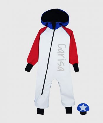 Waterproof Softshell Overall Comfy White/Red/Blue Jumpsuit